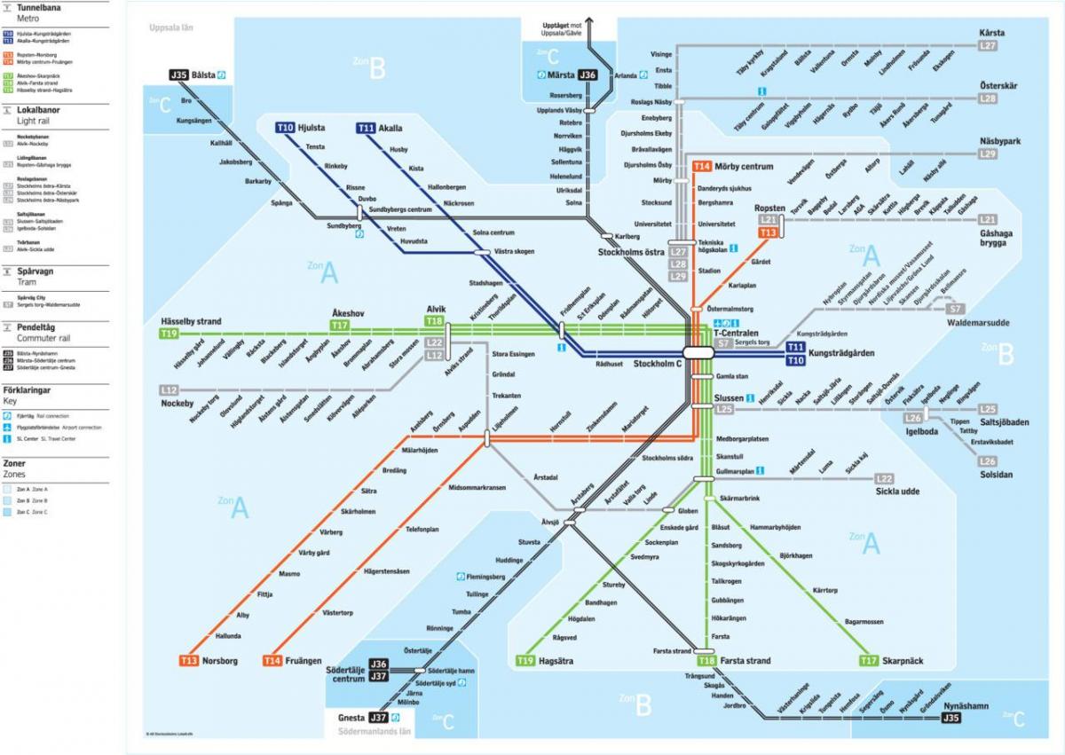 sl tunnelbana نقشہ