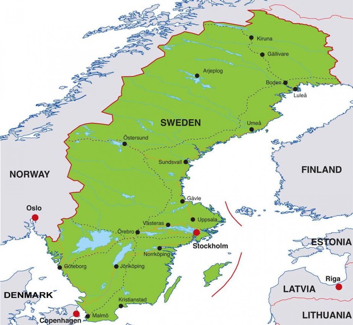 دارالحکومت کے سویڈن کا نقشہ