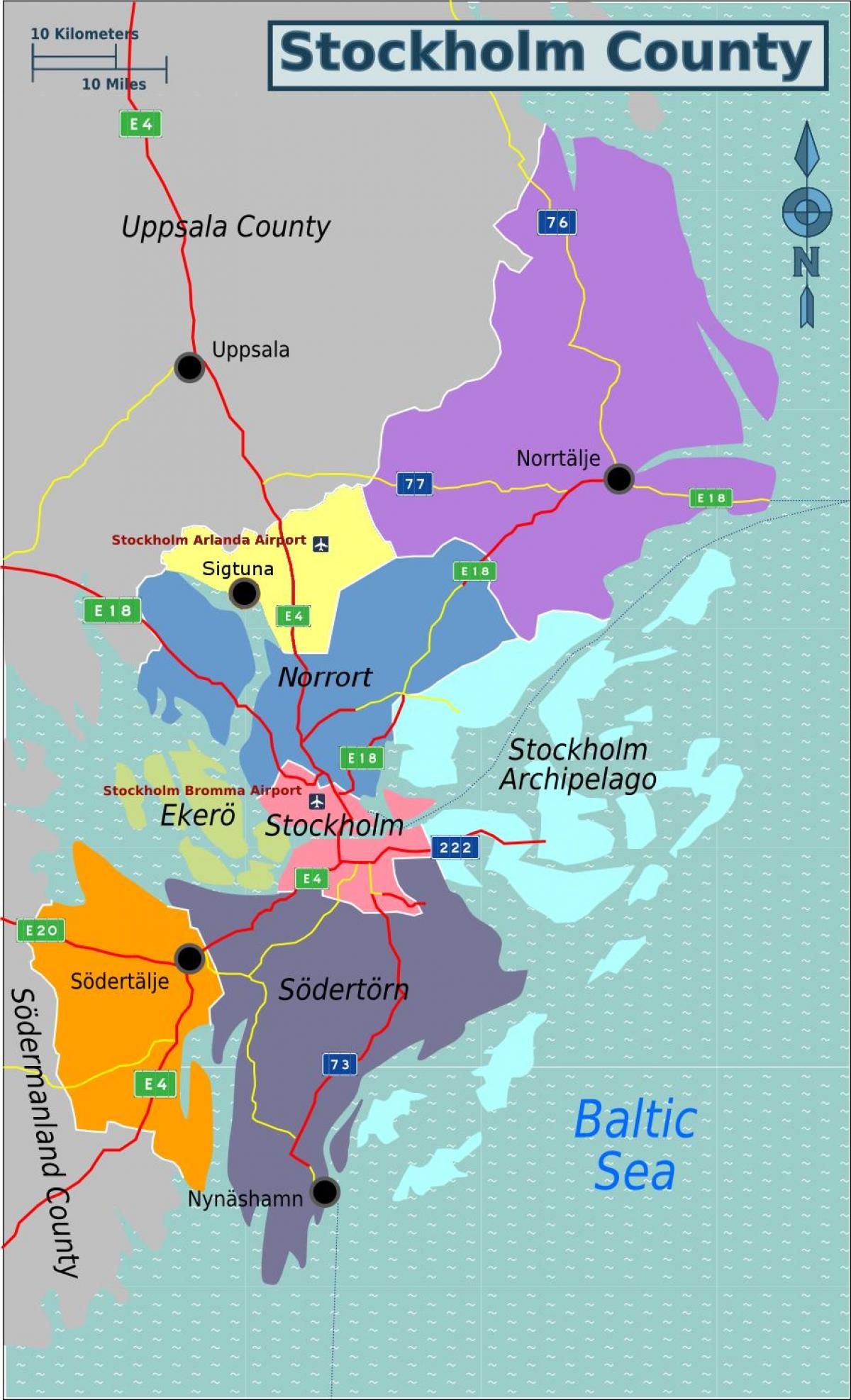 نقشہ کے سٹاک ہوم سویڈن کے علاقے