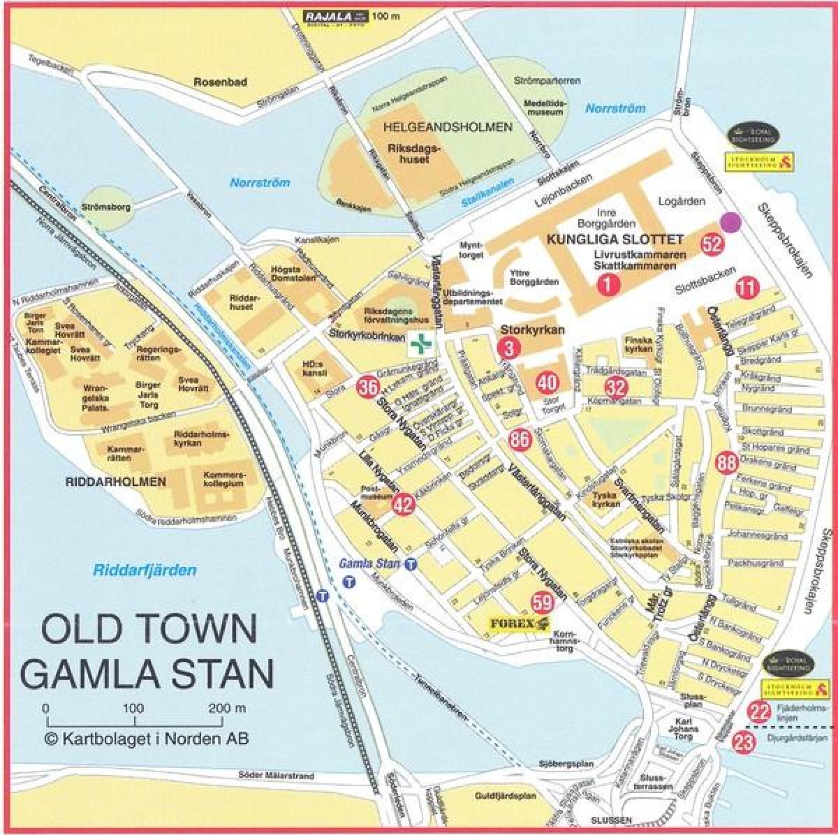 نقشہ کے پرانے شہر سٹاک ہوم سویڈن