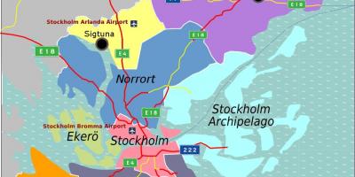 نقشہ کے سٹاک ہوم سویڈن کے علاقے